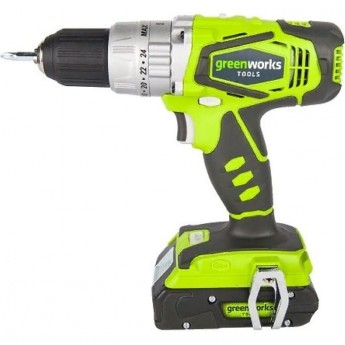 Дрель-шуруповерт ударная аккумуляторная GREENWORKS 24V с 2хАКБ 2 Ач и ЗУ в сумке