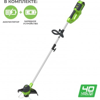 Триммер аккумуляторный GREENWORKS G40LTK4 40V (30 см) с АКБ 4 А.ч и ЗУ